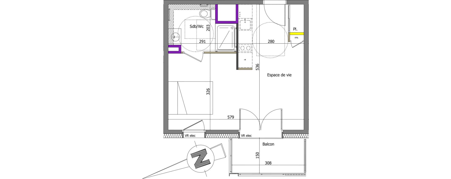 Appartement T1 de 29,33 m2 &agrave; Th&ocirc;nes Centre