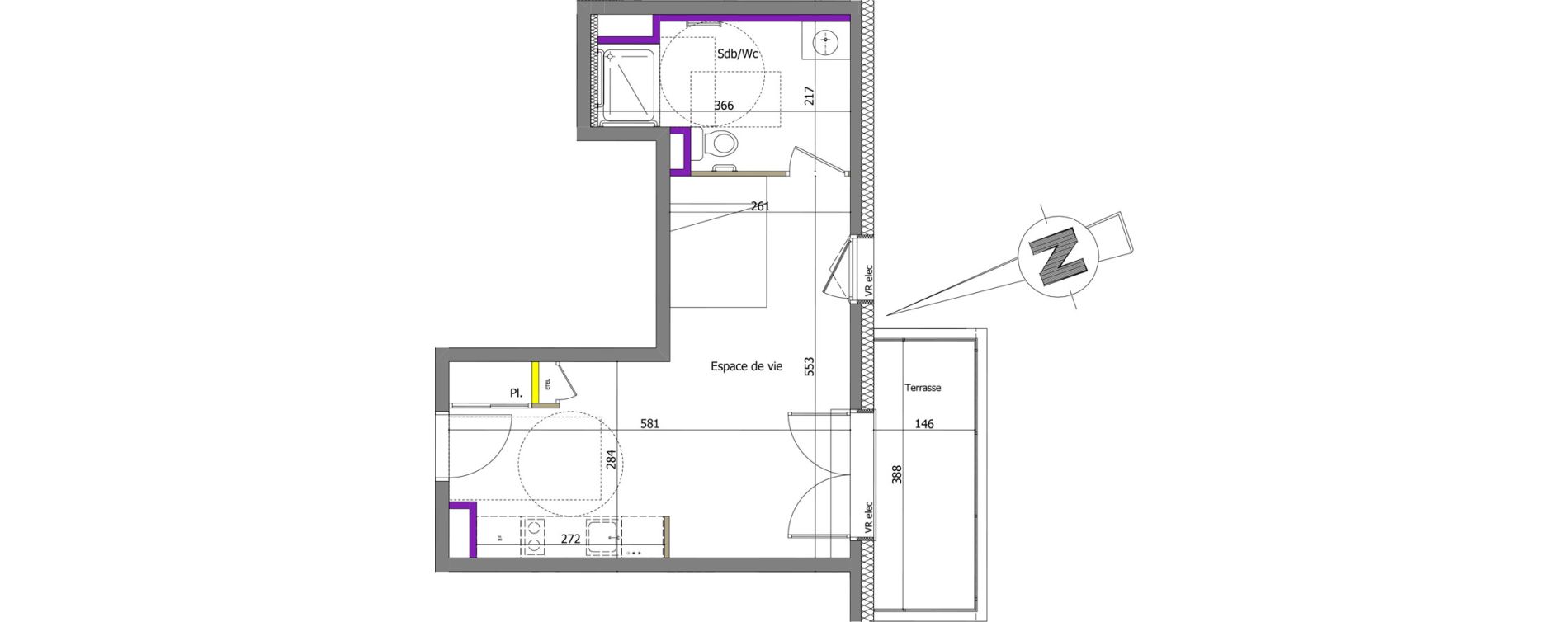 Appartement T1 de 29,62 m2 &agrave; Th&ocirc;nes Centre