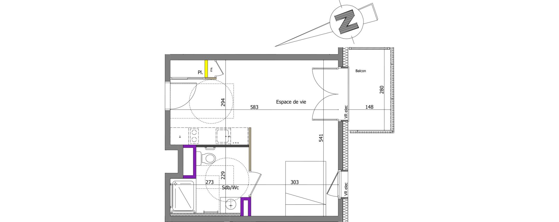 Appartement T1 de 29,36 m2 &agrave; Th&ocirc;nes Centre