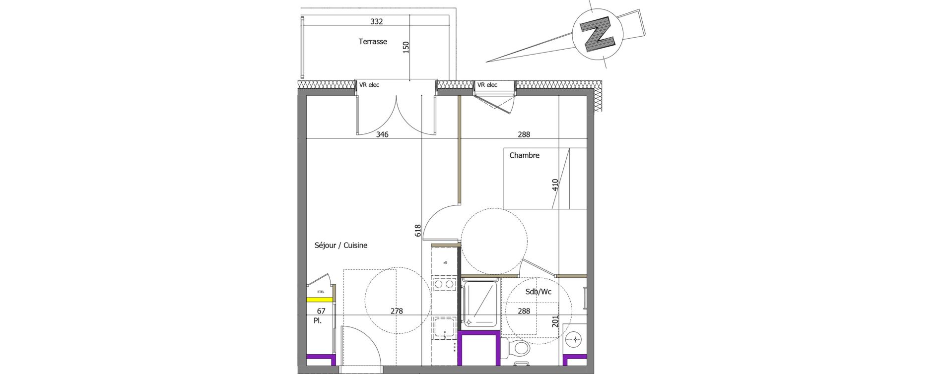 Appartement T2 de 37,53 m2 &agrave; Th&ocirc;nes Centre