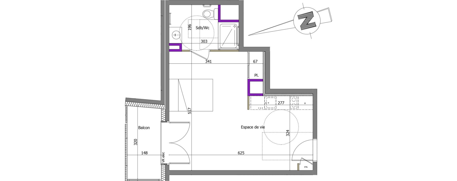 Appartement T1 de 32,44 m2 &agrave; Th&ocirc;nes Centre