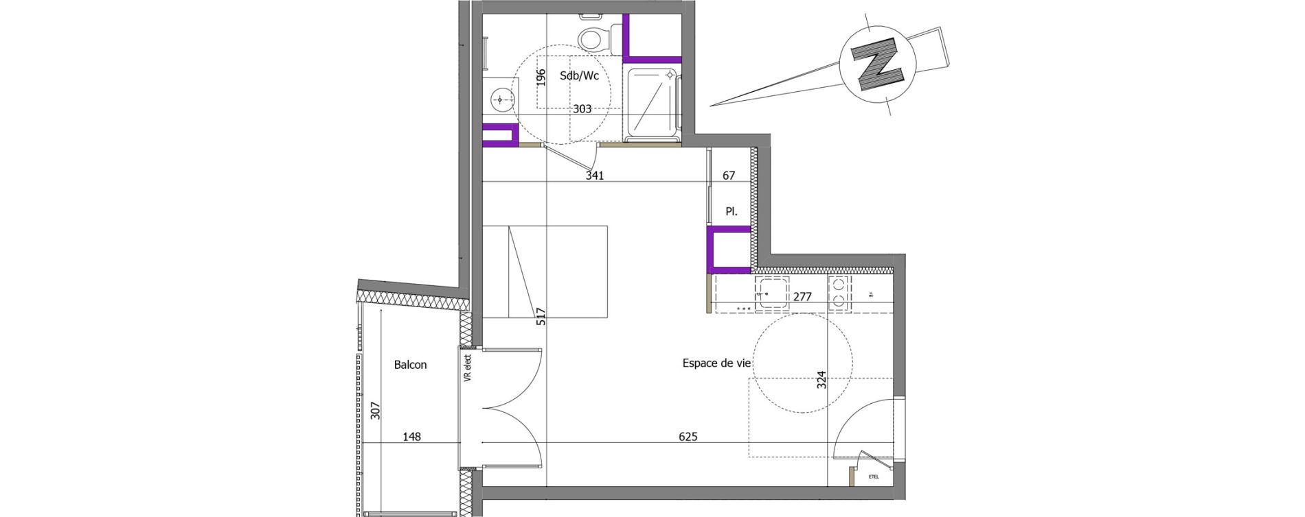 Appartement T1 de 32,44 m2 &agrave; Th&ocirc;nes Centre