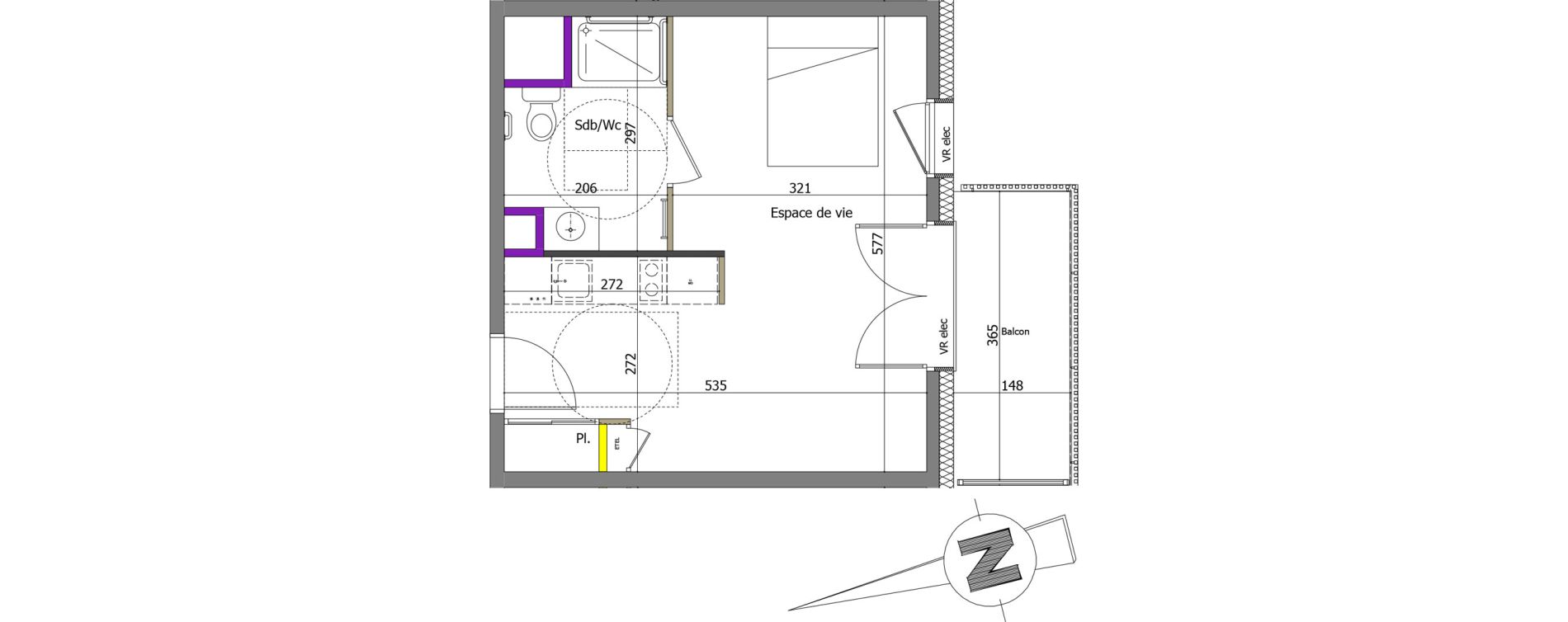 Appartement T1 de 29,00 m2 &agrave; Th&ocirc;nes Centre