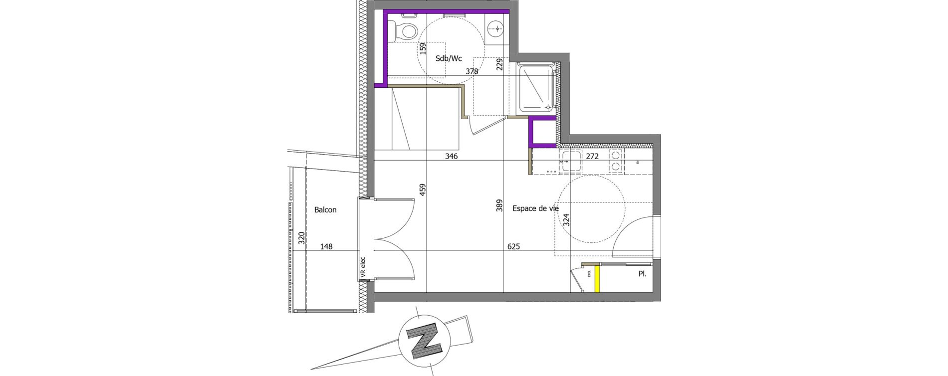 Appartement T1 de 29,81 m2 &agrave; Th&ocirc;nes Centre