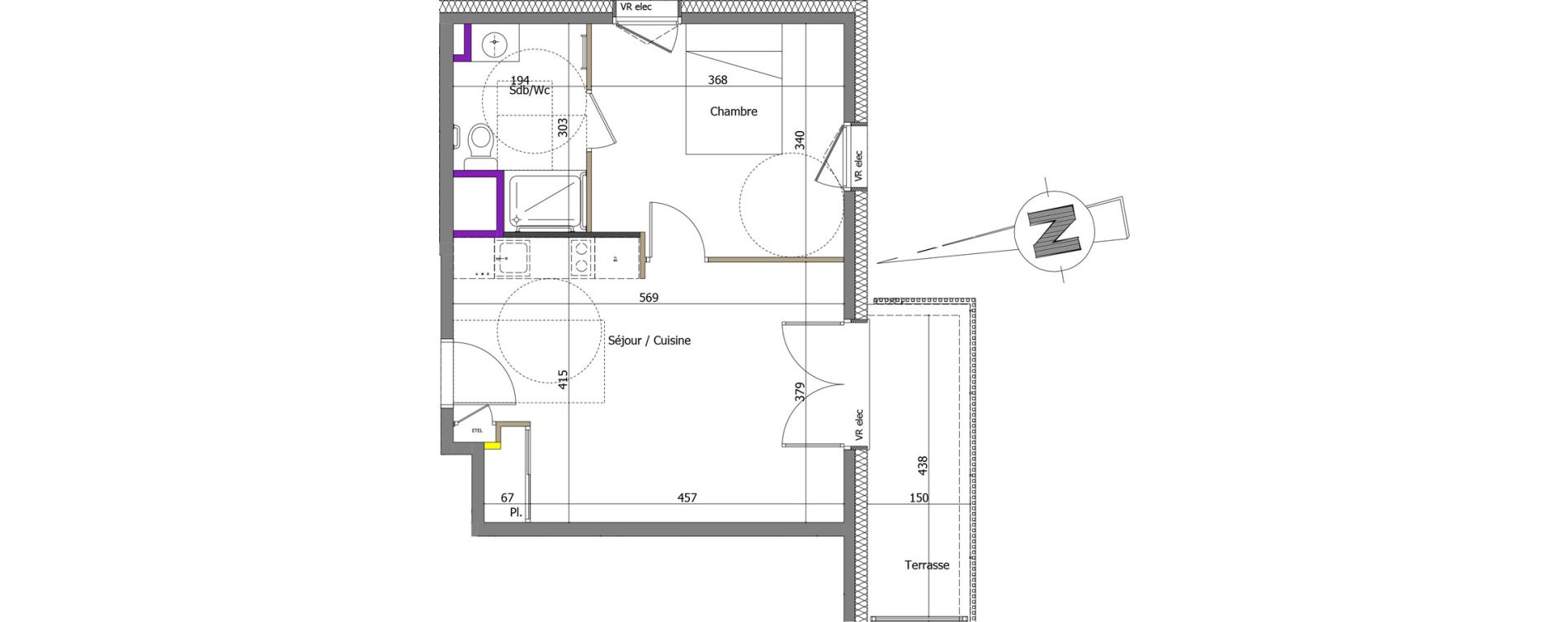 Appartement T2 de 38,91 m2 &agrave; Th&ocirc;nes Centre