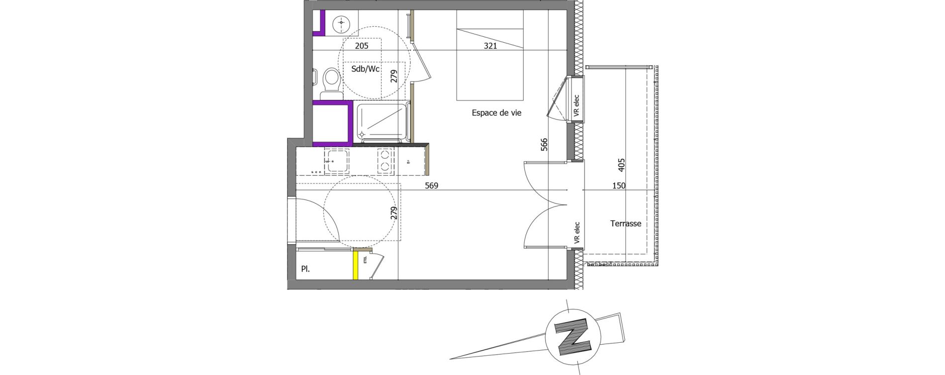Appartement T1 de 29,50 m2 &agrave; Th&ocirc;nes Centre