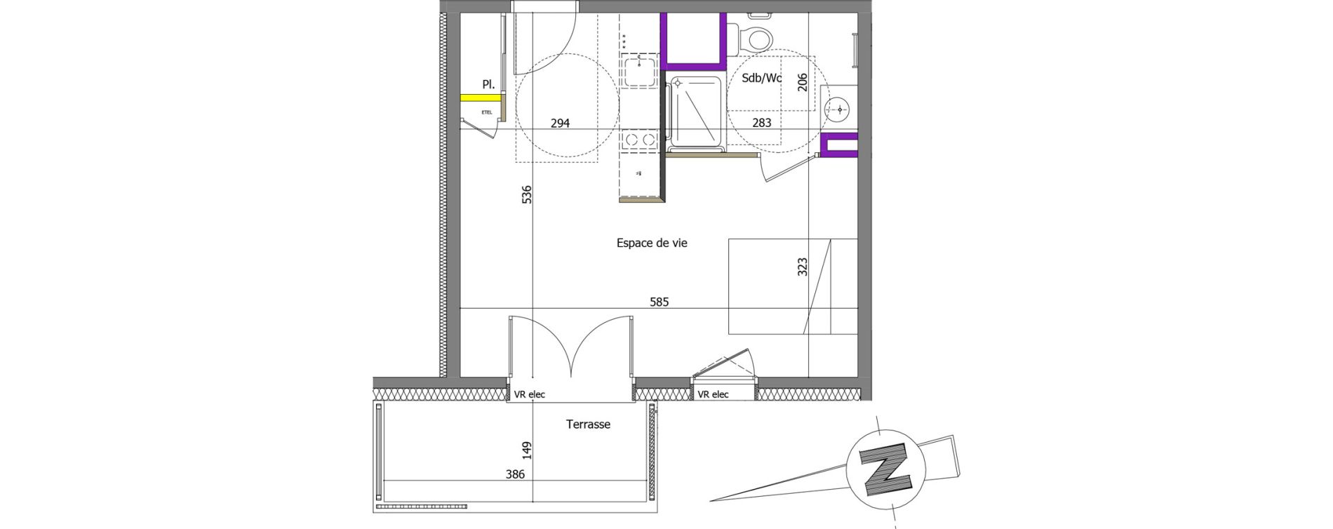 Appartement T1 de 29,61 m2 &agrave; Th&ocirc;nes Centre