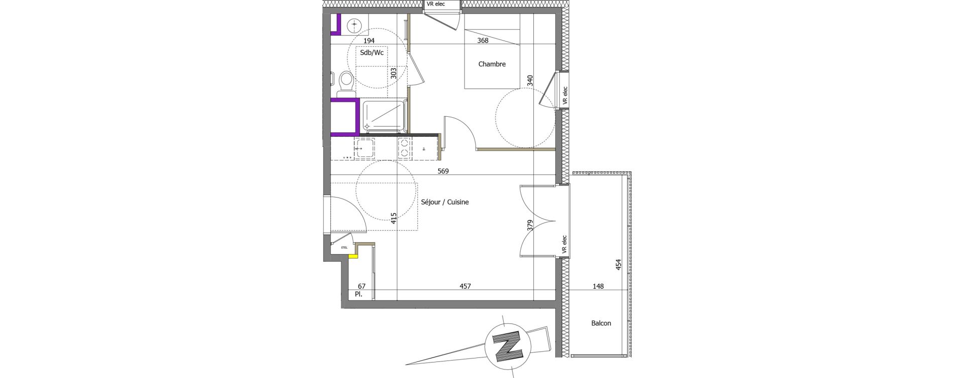 Appartement T2 de 38,92 m2 &agrave; Th&ocirc;nes Centre