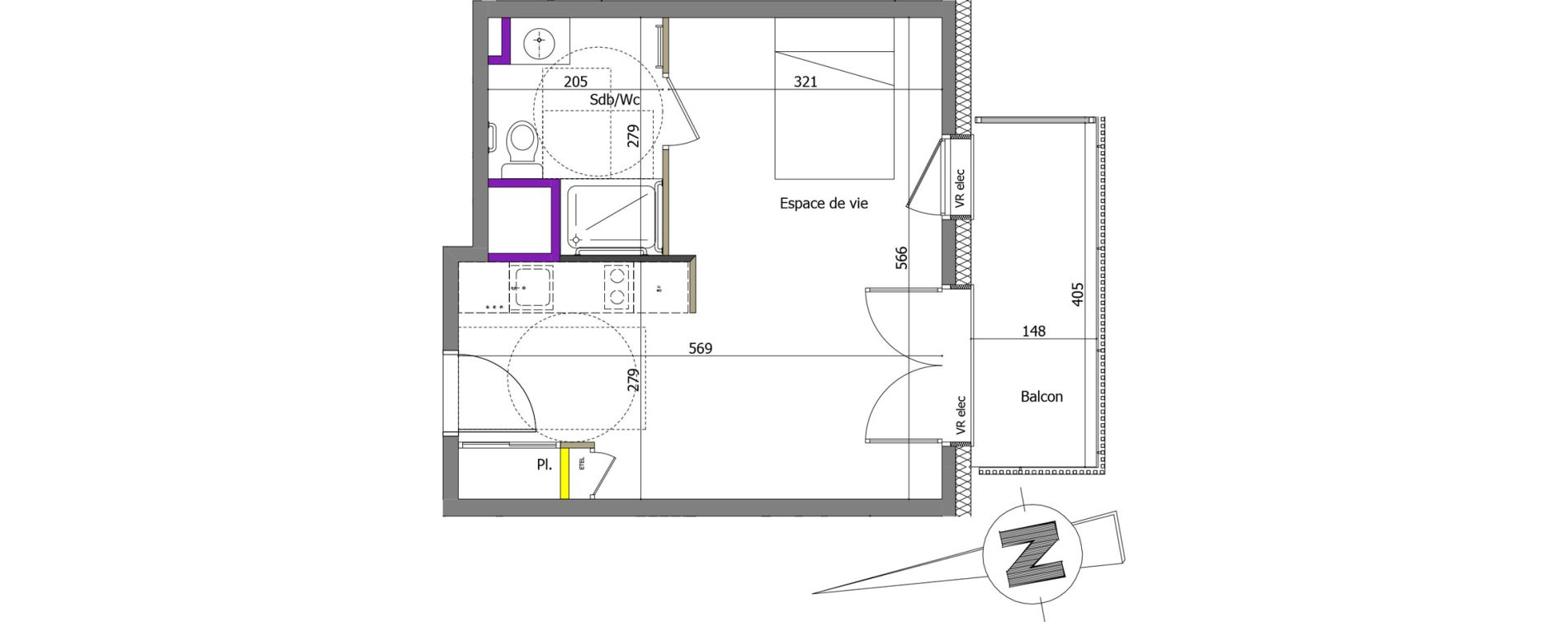 Appartement T1 de 29,50 m2 &agrave; Th&ocirc;nes Centre