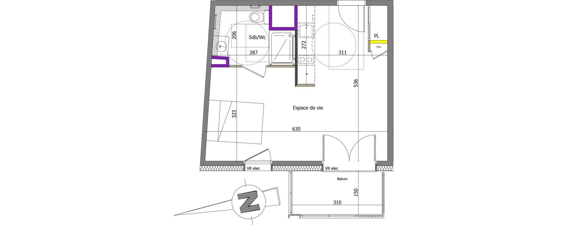 Appartement T1 de 31,06 m2 &agrave; Th&ocirc;nes Centre