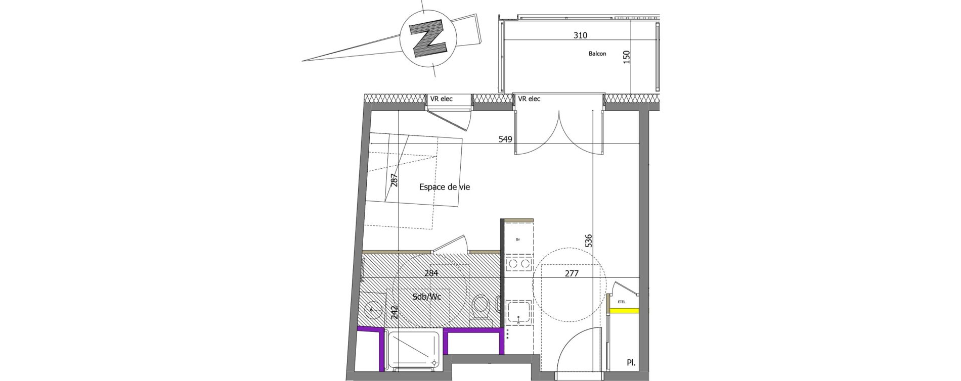 Appartement T1 de 27,67 m2 &agrave; Th&ocirc;nes Centre