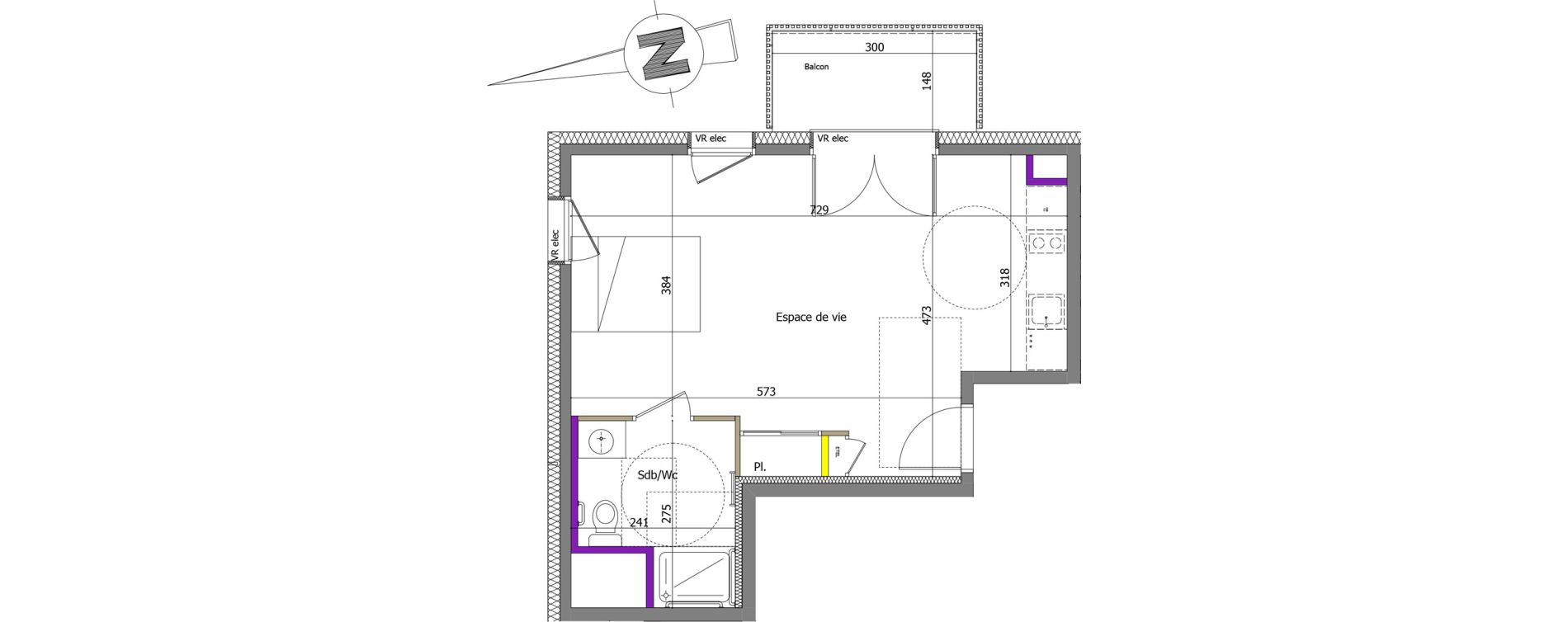 Appartement T1 de 34,69 m2 &agrave; Th&ocirc;nes Centre