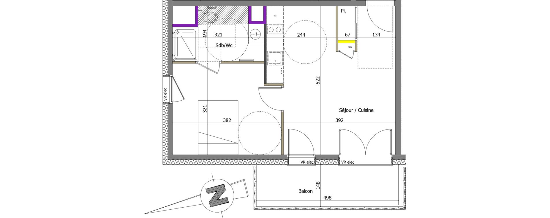 Appartement T2 de 38,65 m2 &agrave; Th&ocirc;nes Centre