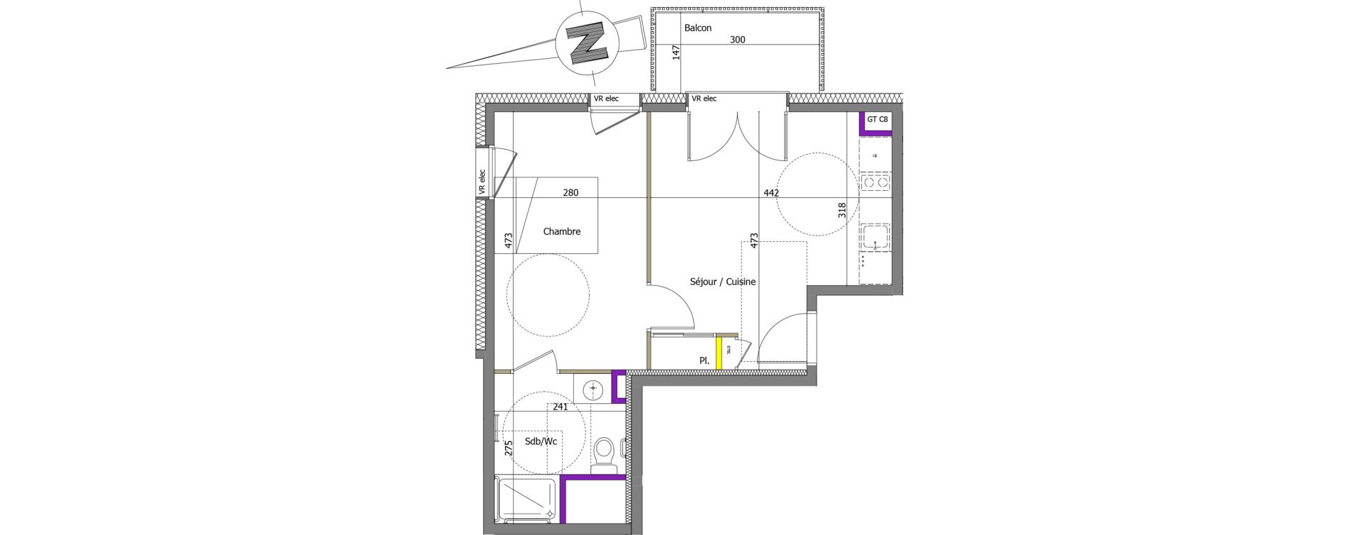 Appartement T2 de 36,56 m2 &agrave; Th&ocirc;nes Centre