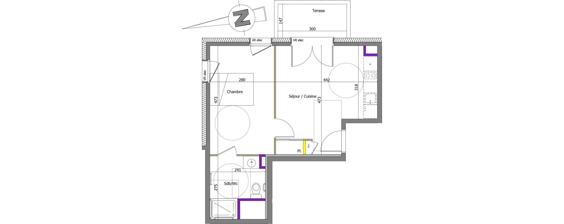 Appartement T2 de 36,54 m2 &agrave; Th&ocirc;nes Centre