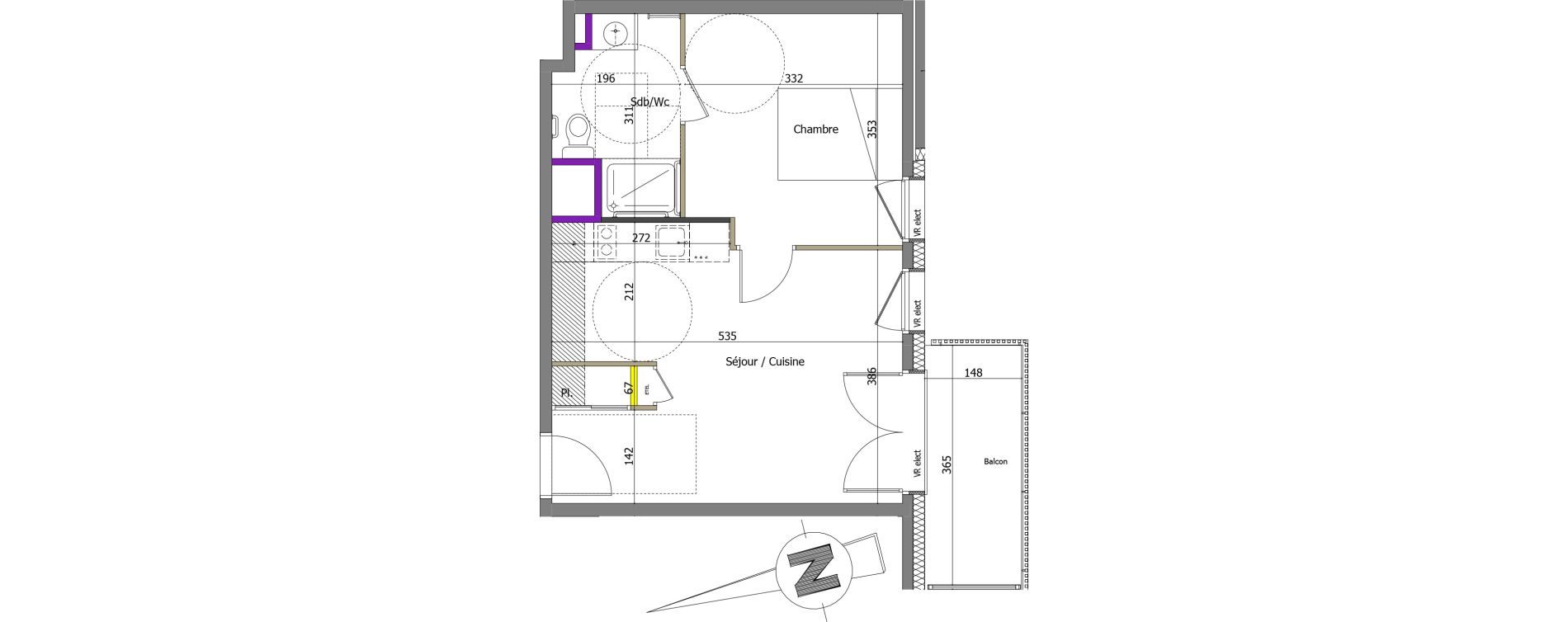 Appartement T2 de 37,71 m2 &agrave; Th&ocirc;nes Centre