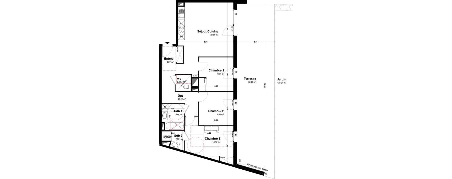 Appartement T4 de 81,24 m2 &agrave; Th&ocirc;nes Centre
