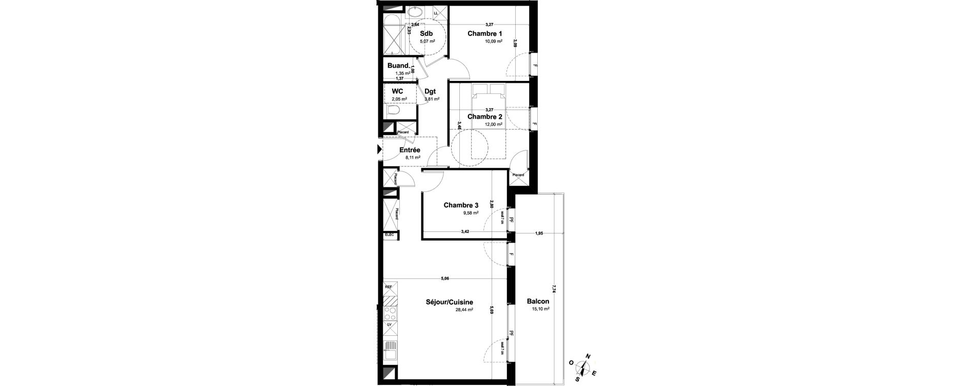 Appartement T4 de 80,50 m2 &agrave; Th&ocirc;nes Centre