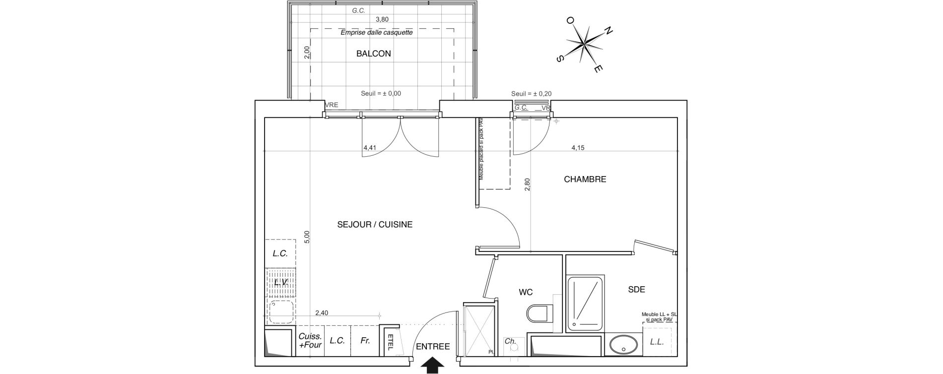 Appartement T2 de 40,71 m2 &agrave; Thonon-Les-Bains Centre