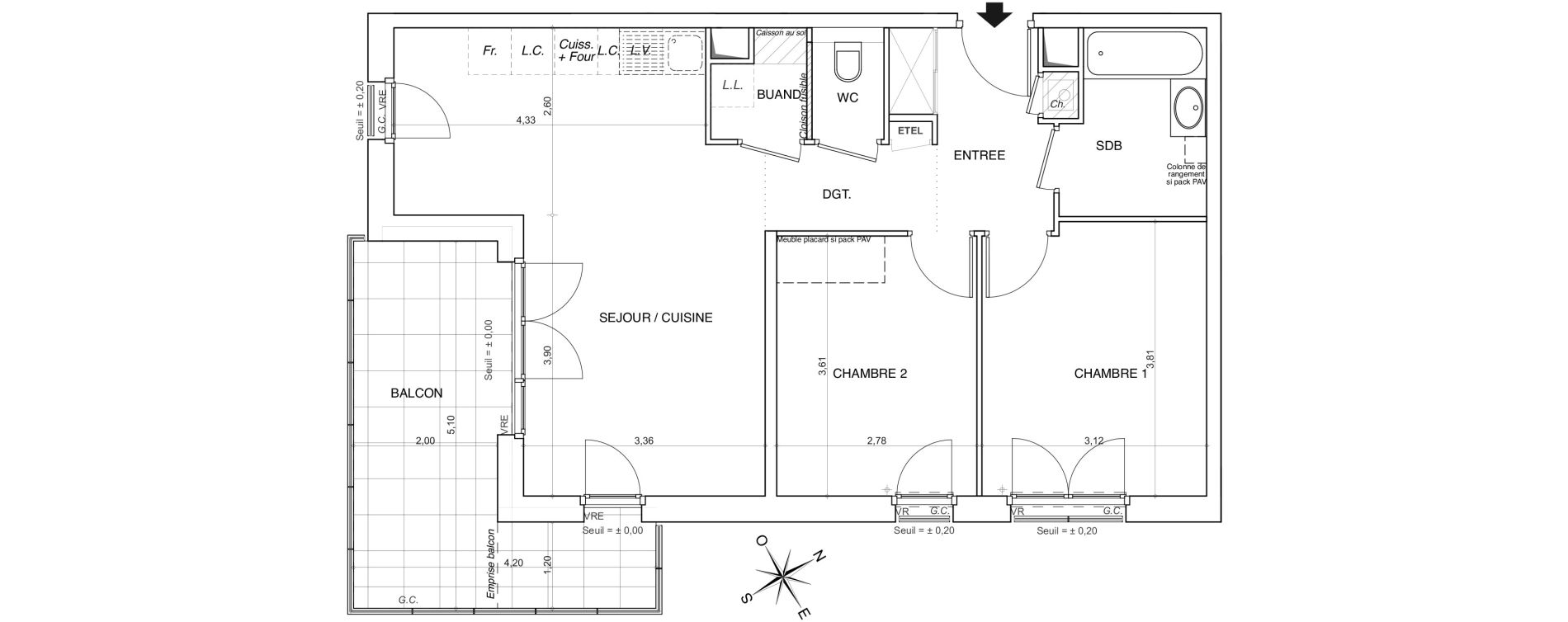 Appartement T3 de 63,04 m2 &agrave; Thonon-Les-Bains Centre