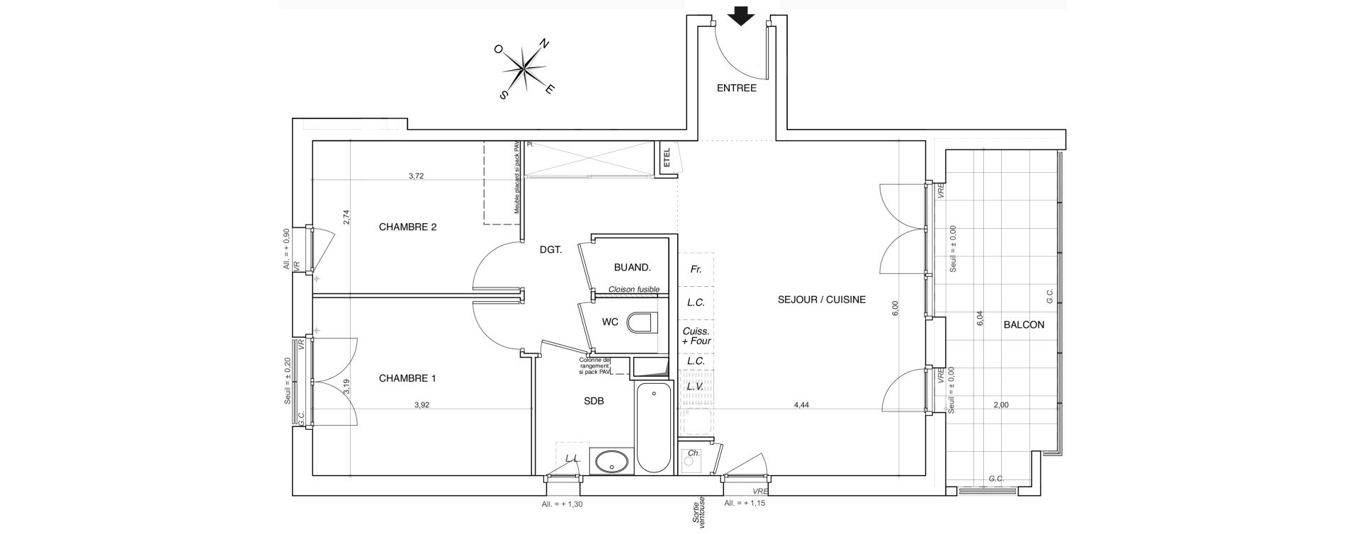 Appartement T3 de 66,19 m2 &agrave; Thonon-Les-Bains Centre