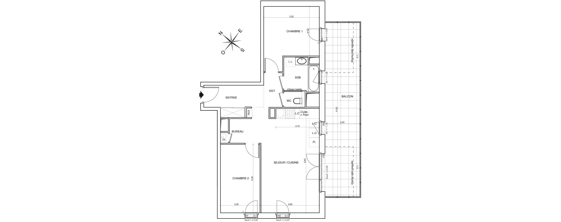 Appartement T3 de 65,87 m2 &agrave; Thonon-Les-Bains Centre