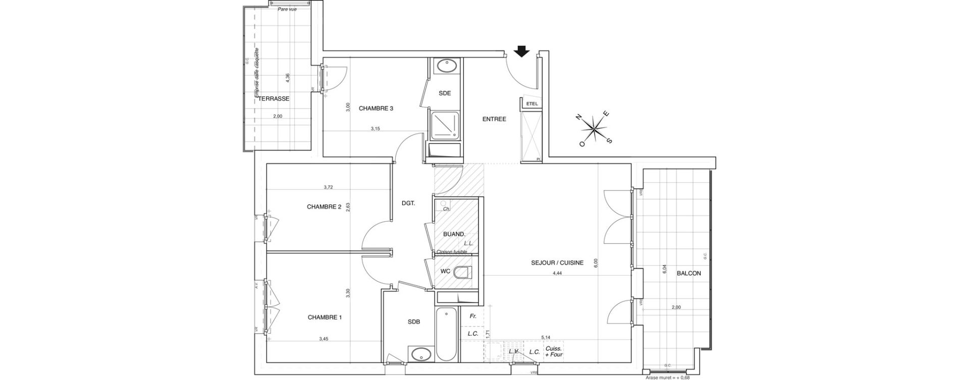 Appartement T4 de 82,24 m2 &agrave; Thonon-Les-Bains Centre