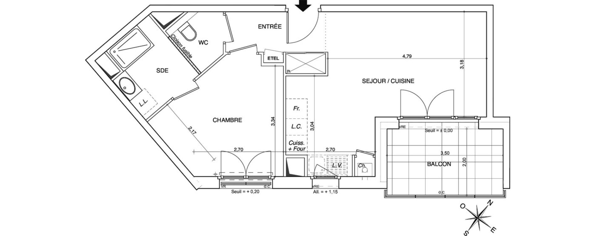 Appartement T2 de 43,66 m2 &agrave; Thonon-Les-Bains Centre