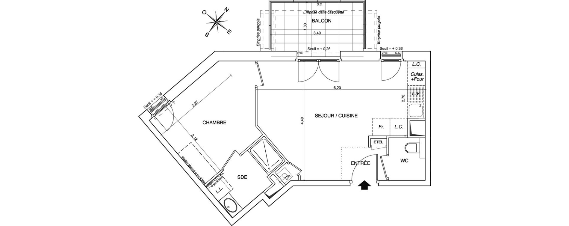 Appartement T2 de 40,18 m2 &agrave; Thonon-Les-Bains Centre