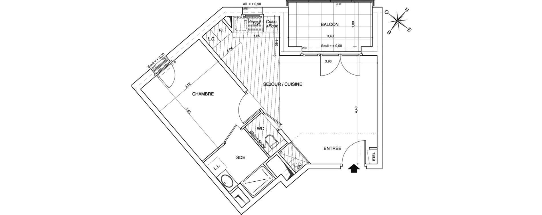 Appartement T2 de 42,71 m2 &agrave; Thonon-Les-Bains Centre