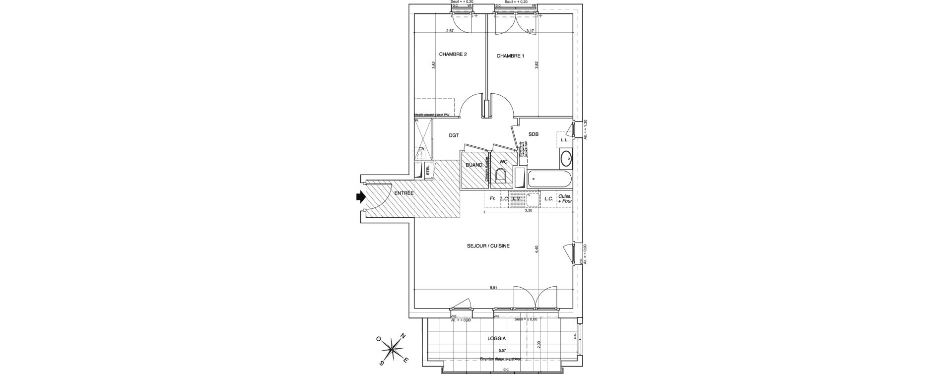 Appartement T3 de 64,78 m2 &agrave; Thonon-Les-Bains Centre