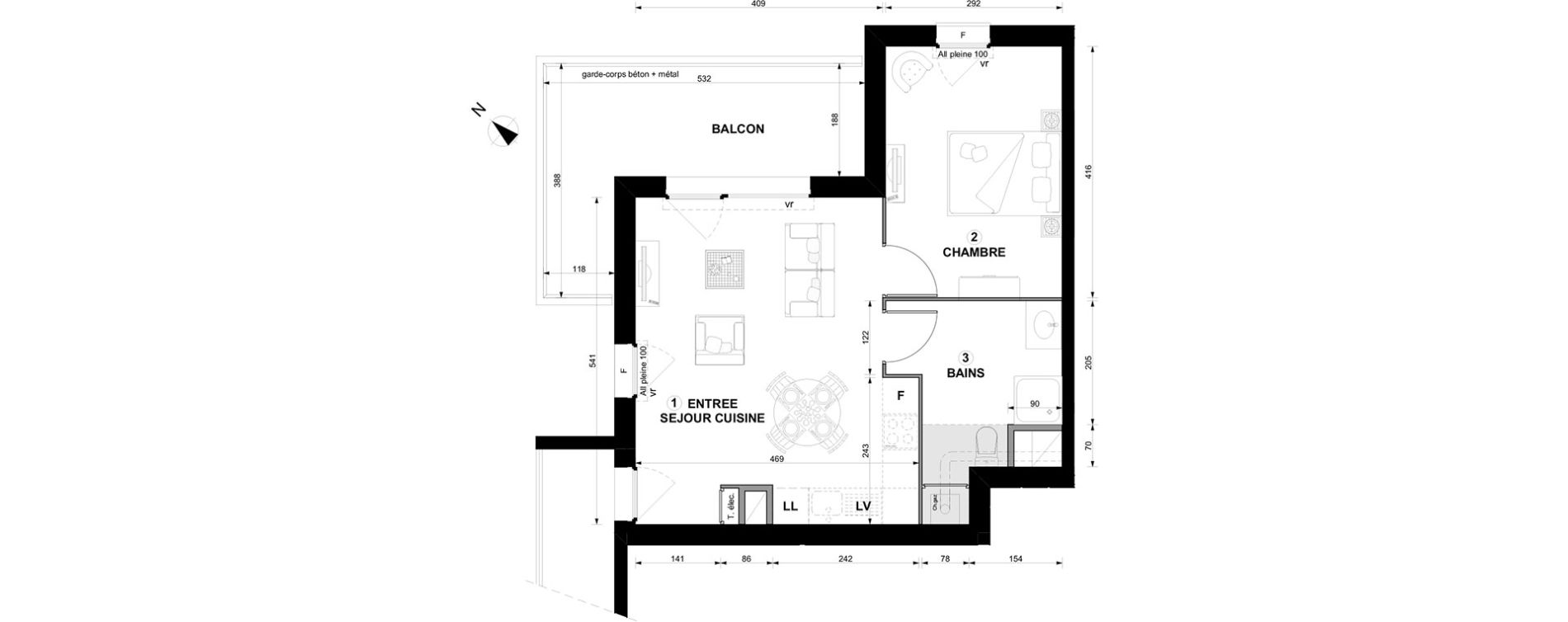 Appartement T2 de 42,40 m2 &agrave; Thonon-Les-Bains Centre