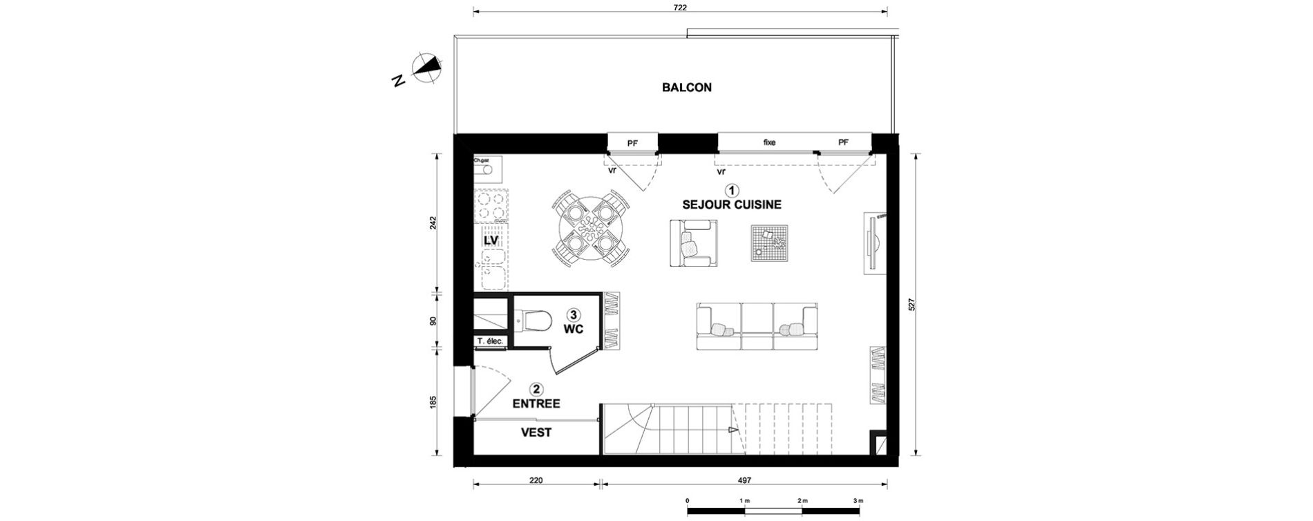 Appartement T3 de 52,89 m2 &agrave; Thonon-Les-Bains Centre
