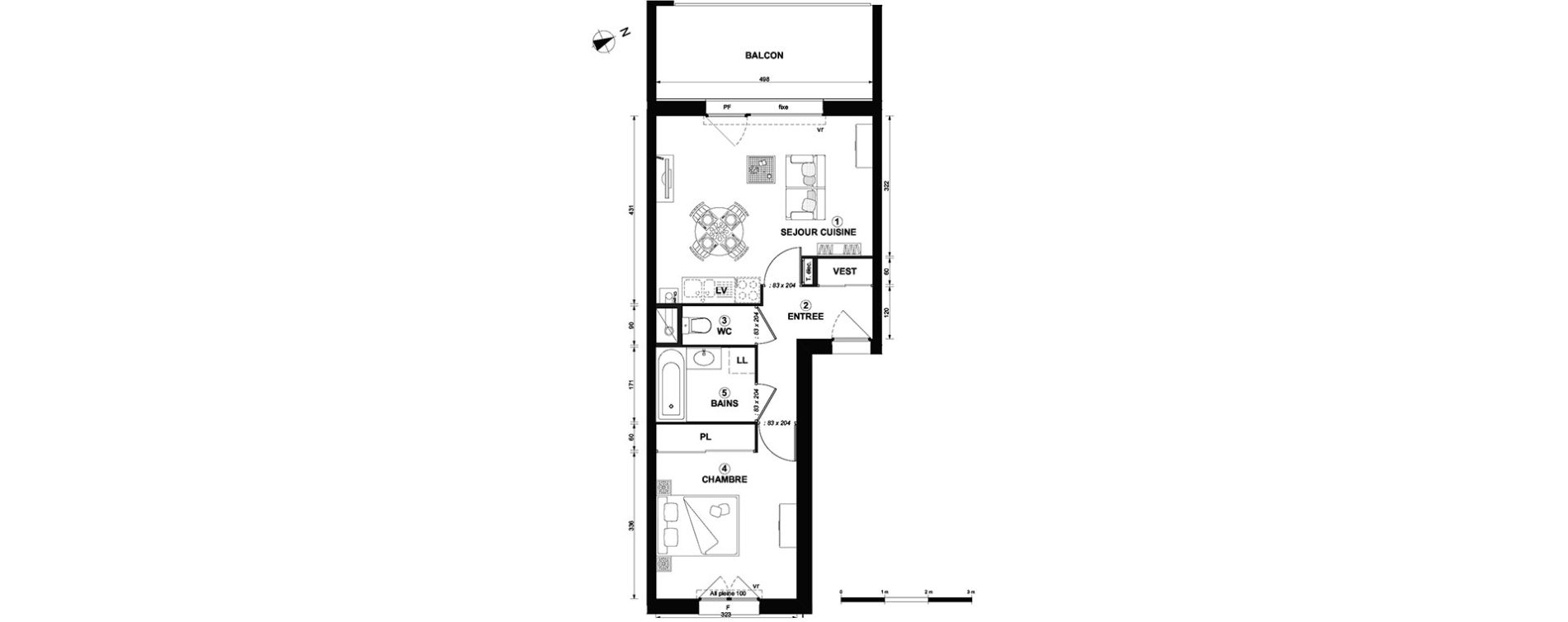 Appartement T3 de 43,10 m2 &agrave; Thonon-Les-Bains Centre