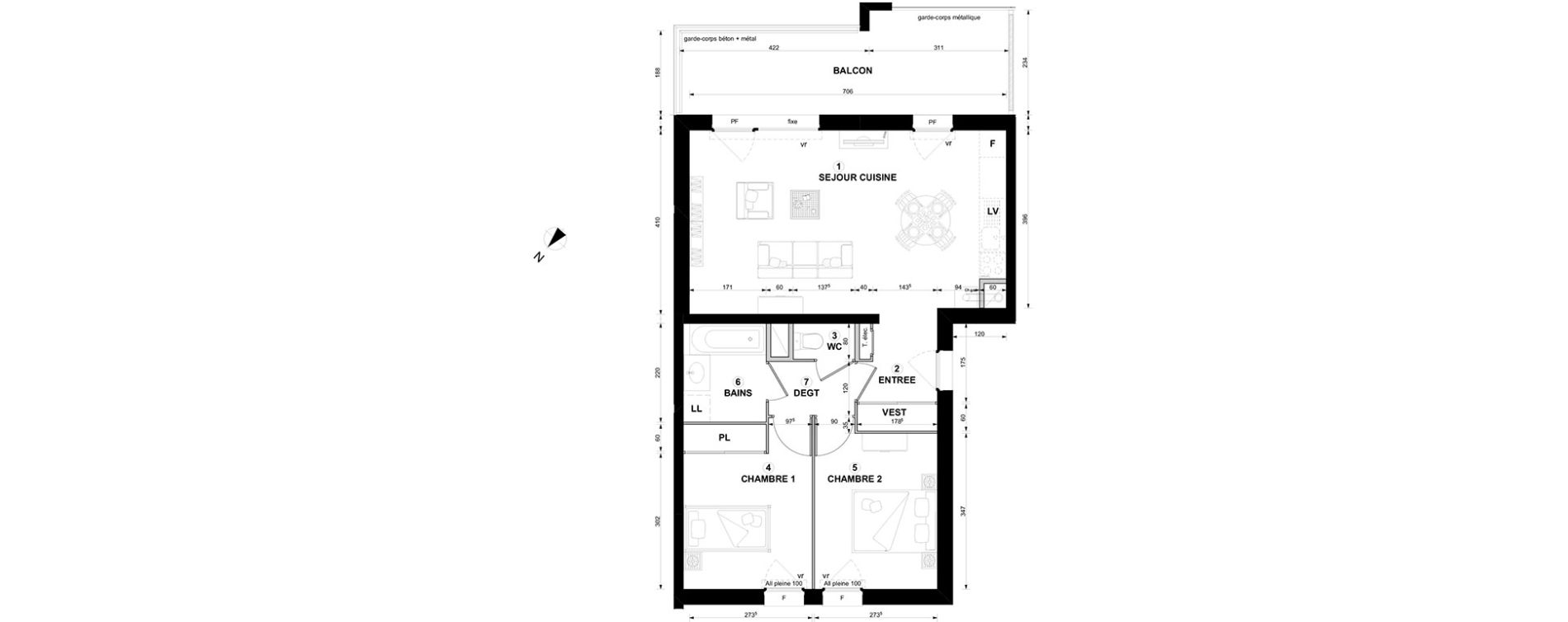 Appartement T3 de 60,10 m2 &agrave; Thonon-Les-Bains Centre