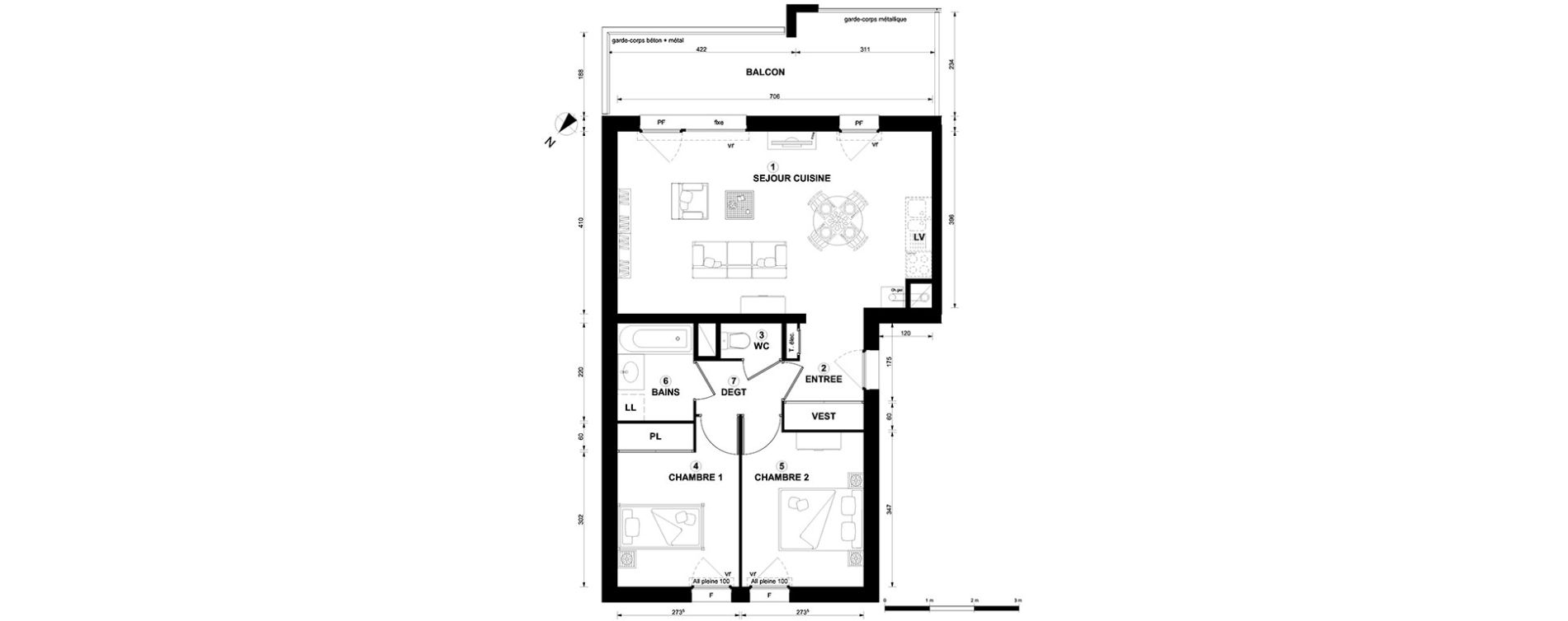Appartement T3 de 59,96 m2 &agrave; Thonon-Les-Bains Centre