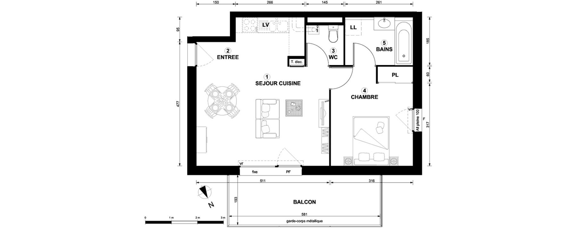 Appartement T2 de 44,84 m2 &agrave; Thonon-Les-Bains Centre