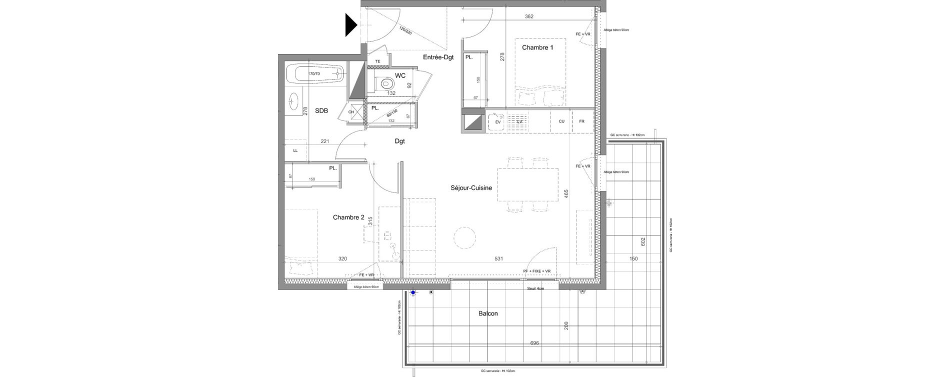 Appartement T3 de 58,04 m2 &agrave; Thonon-Les-Bains L&eacute;man - grangette