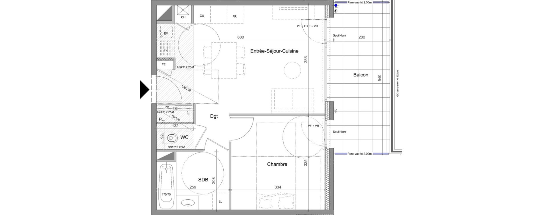 Appartement T2 de 41,95 m2 &agrave; Thonon-Les-Bains L&eacute;man - grangette