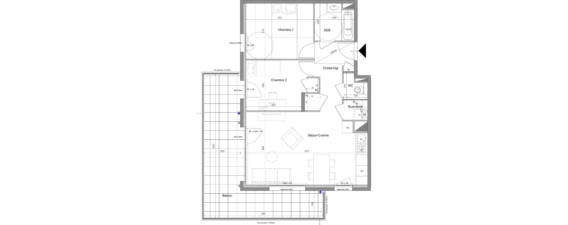 Appartement T3 de 62,10 m2 &agrave; Thonon-Les-Bains L&eacute;man - grangette