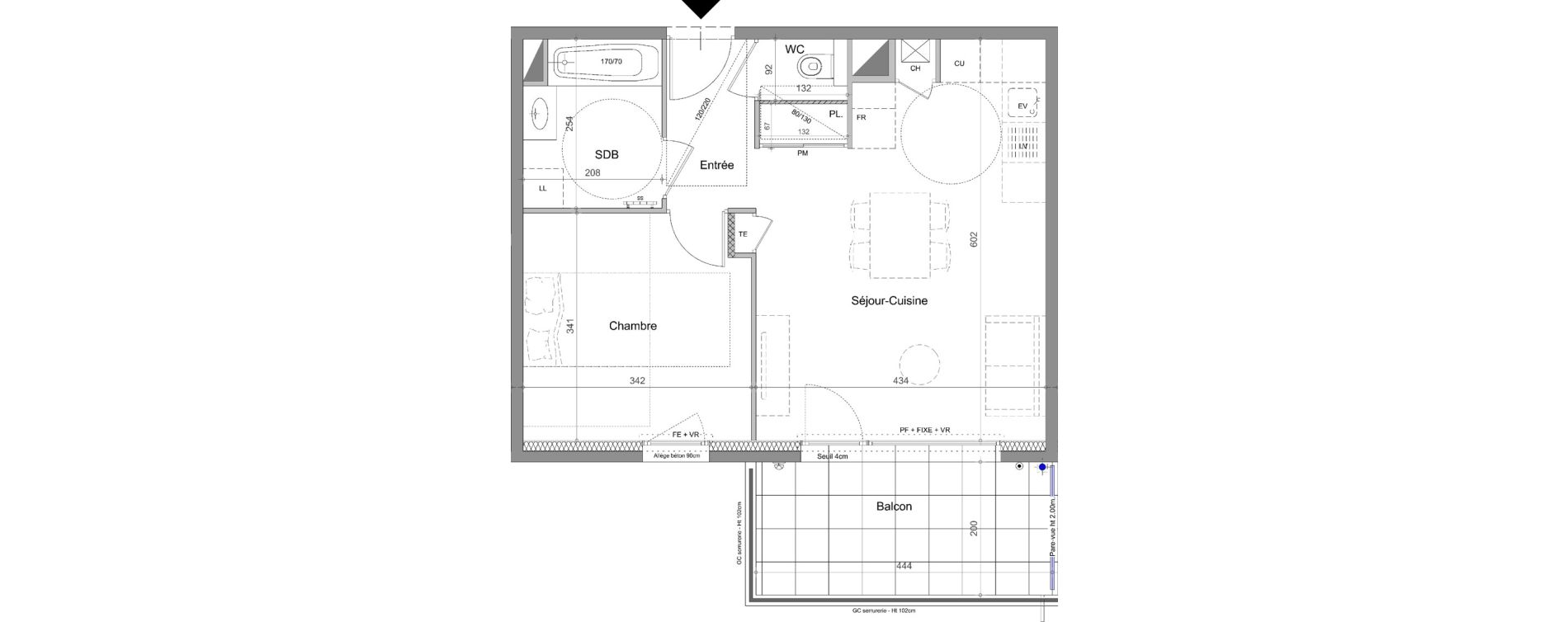 Appartement T2 de 45,21 m2 &agrave; Thonon-Les-Bains L&eacute;man - grangette