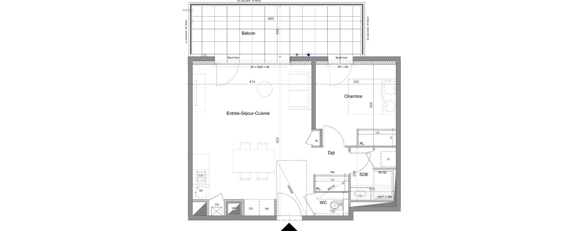 Appartement T2 de 45,03 m2 &agrave; Thonon-Les-Bains L&eacute;man - grangette