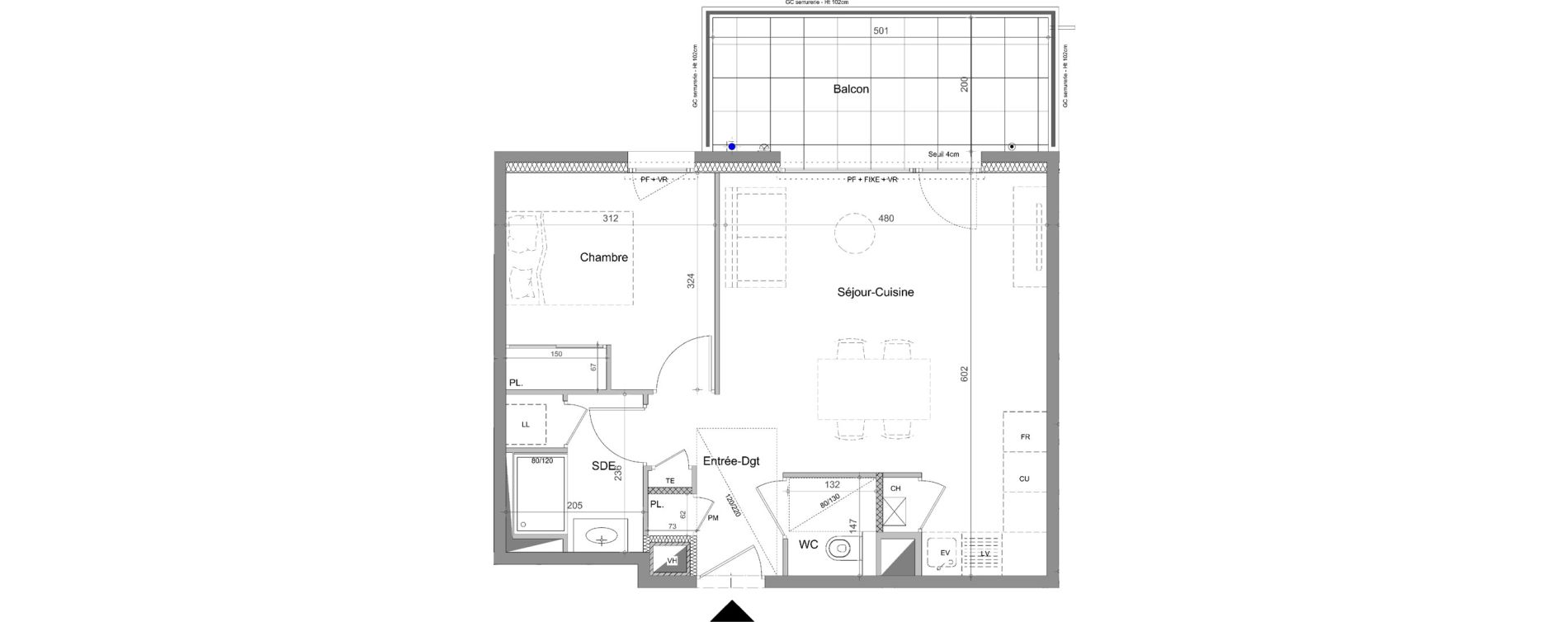 Appartement T2 de 44,96 m2 &agrave; Thonon-Les-Bains L&eacute;man - grangette