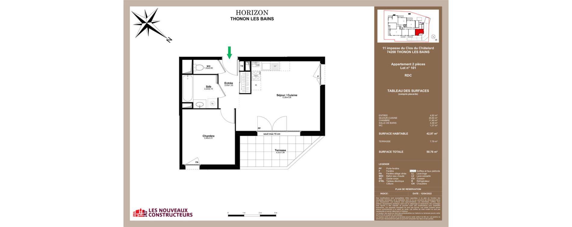 Appartement T2 de 42,97 m2 &agrave; Thonon-Les-Bains Tully - chatelard