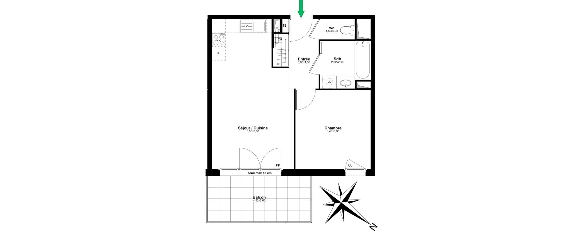 Appartement T2 de 43,38 m2 &agrave; Thonon-Les-Bains Tully - chatelard