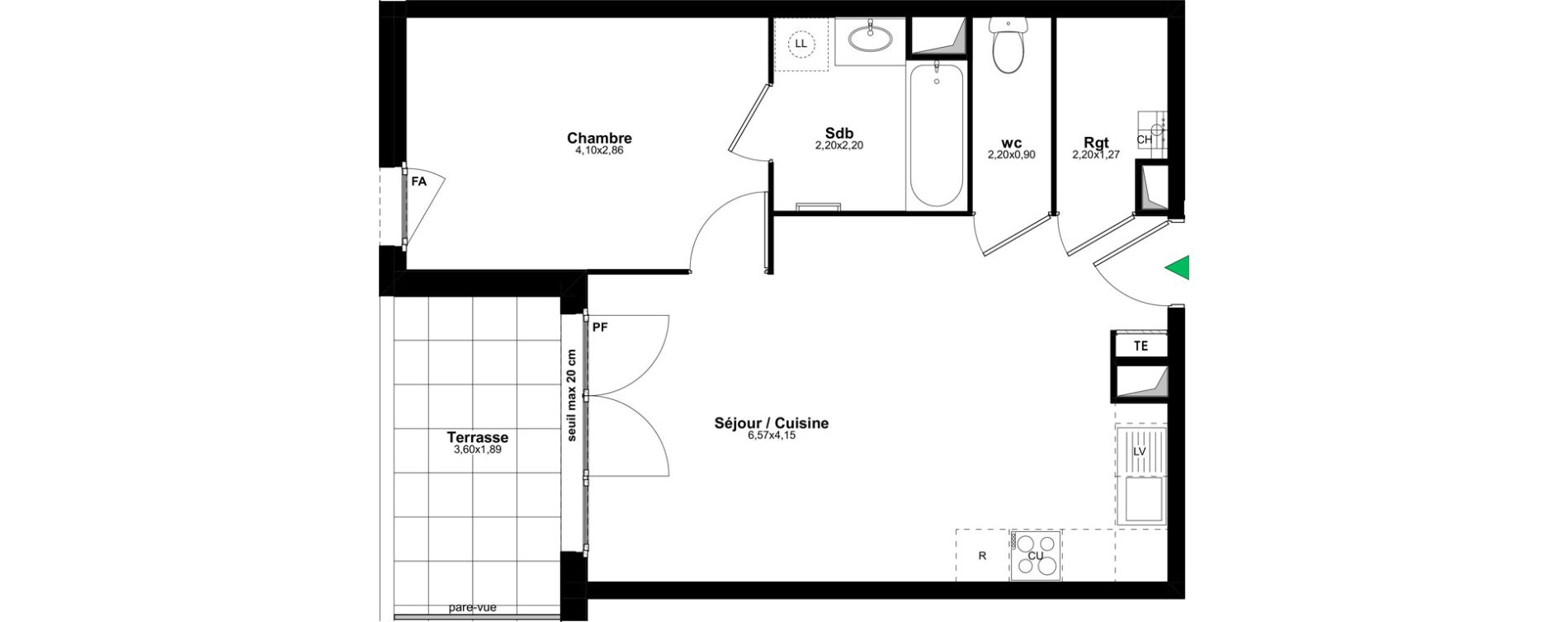 Appartement T2 de 46,14 m2 &agrave; Thonon-Les-Bains Tully - chatelard