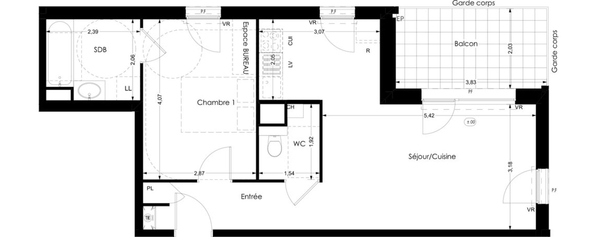 Appartement T2 de 47,82 m2 &agrave; Thonon-Les-Bains Rives - concise
