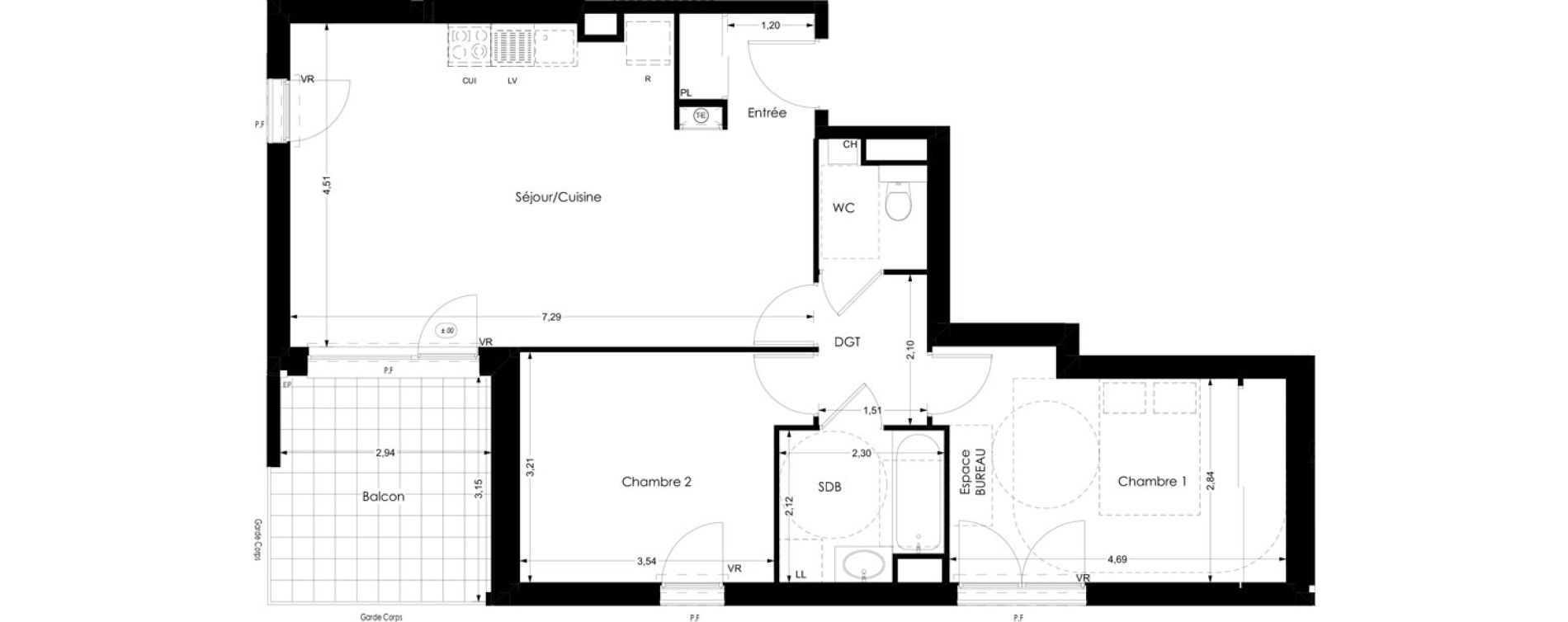 Appartement T3 de 69,03 m2 &agrave; Thonon-Les-Bains Rives - concise