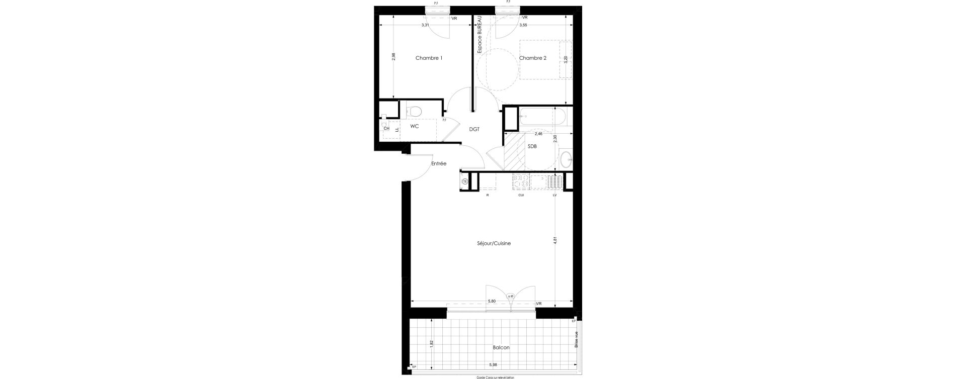 Appartement T3 de 62,57 m2 &agrave; Thonon-Les-Bains Rives - concise