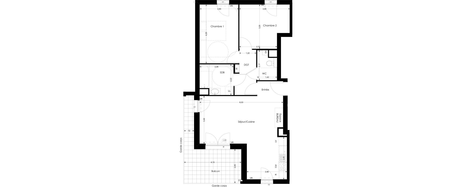 Appartement T3 de 64,99 m2 &agrave; Thonon-Les-Bains Rives - concise